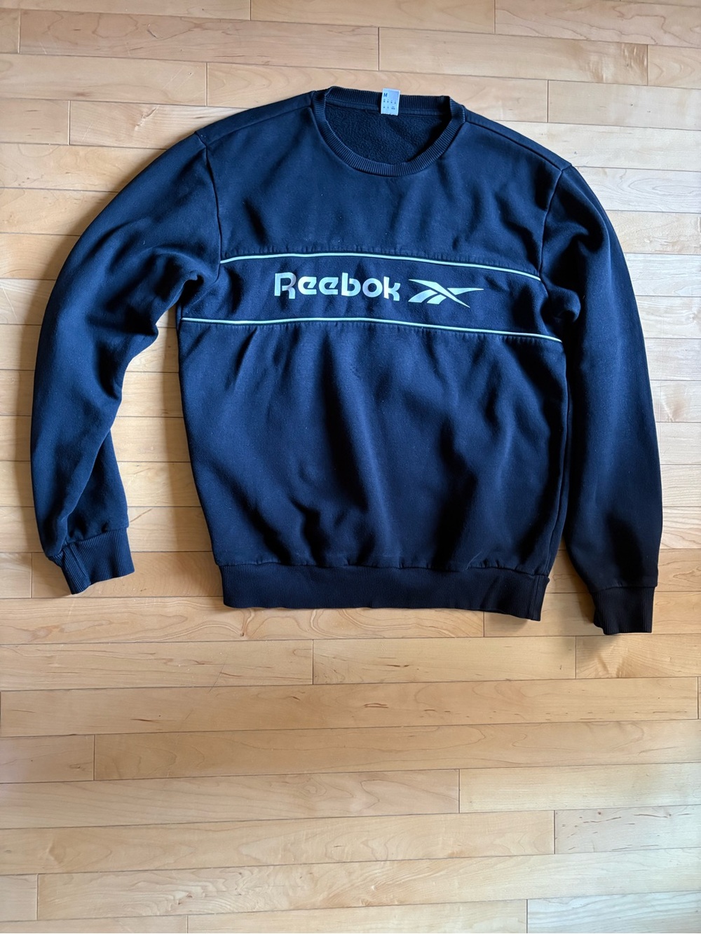 Reebok Men's Black Oversized Crewneck Sweatshirt